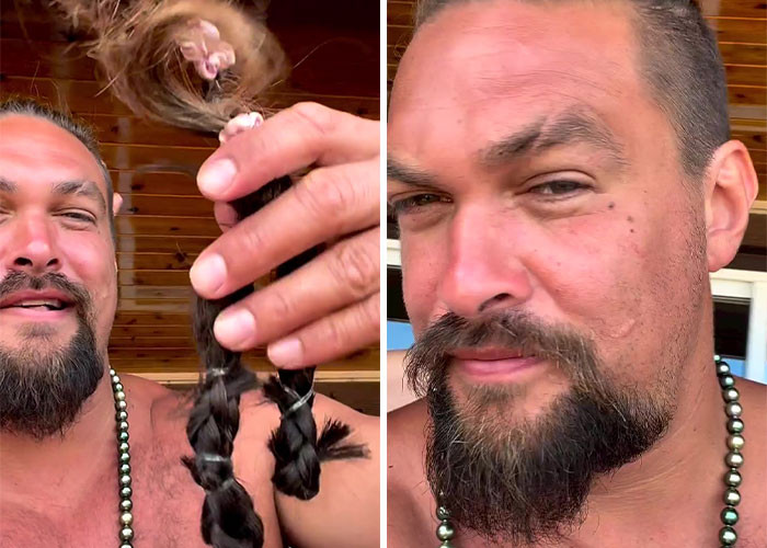 Jason Momoa, renowned for his acting in Game of Thrones, Dune, and Aquaman, posted a video of himself having his lengthy hair trimmed.