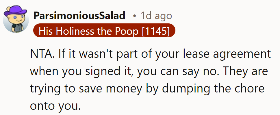 NTA. If it wasn't in the lease, they're trying to make OP the unpaid lifeguard.