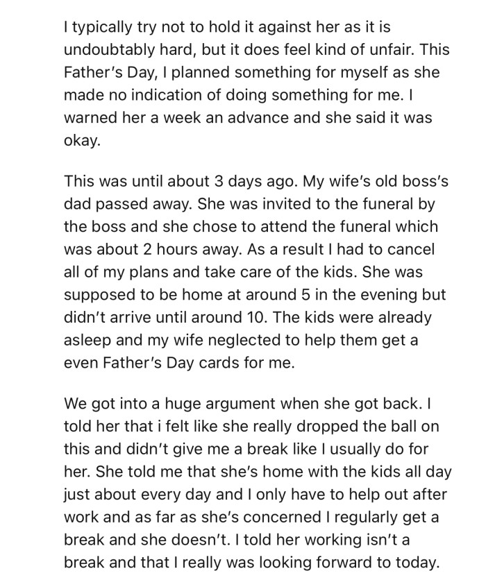 OP and his wife got into an argument over her failure to stick to their agreement