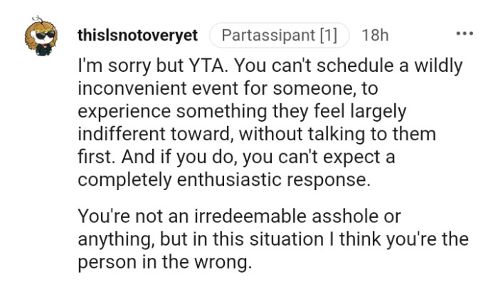 You can't expect a completely enthusiastic response