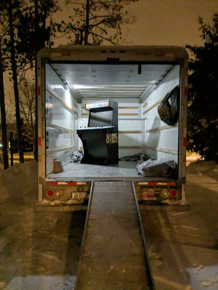 "Moving Truck With A Single Arcade Cabinet In It"