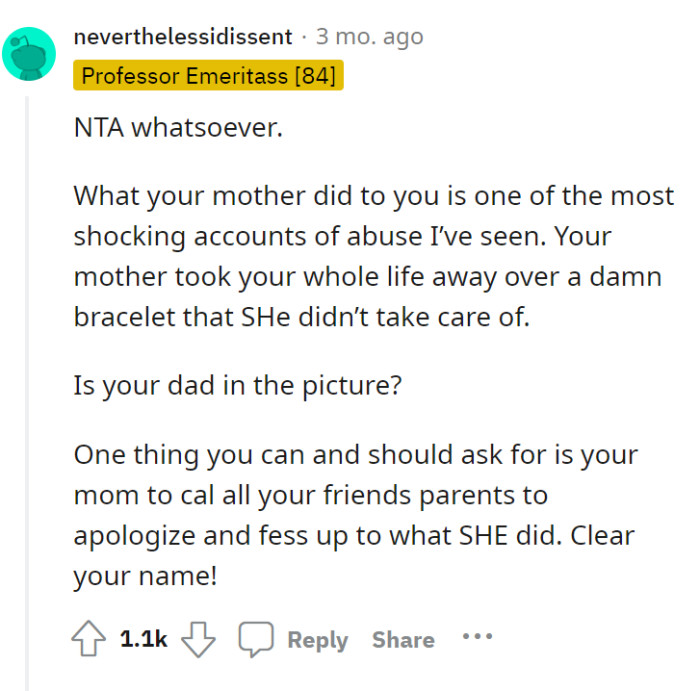 It’s a consequence OP’s mom needs to face because she didn’t think to investigate first.