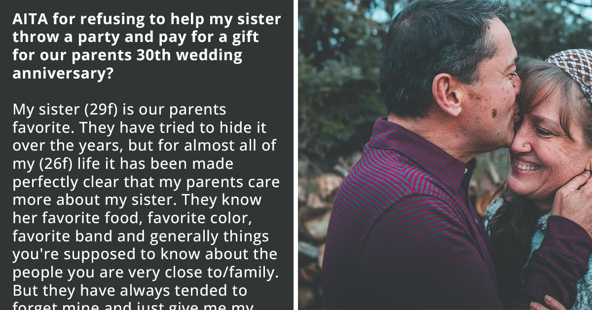 Woman Refuses To Contribute Anything To Parents' Wedding Anniversary Party Because They Favored Her Sister More