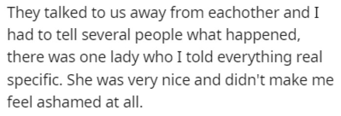 OP had to share his story with several people