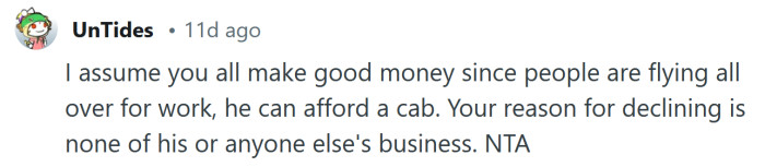 Surely he can afford a cab.