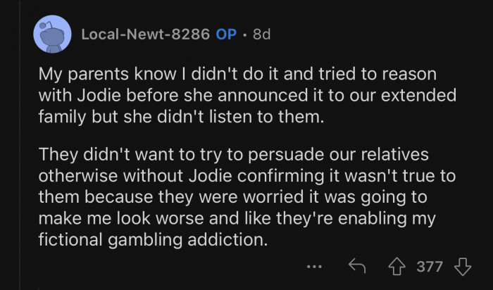 The parents tried to reason with Jodie, but she wouldn't listen.