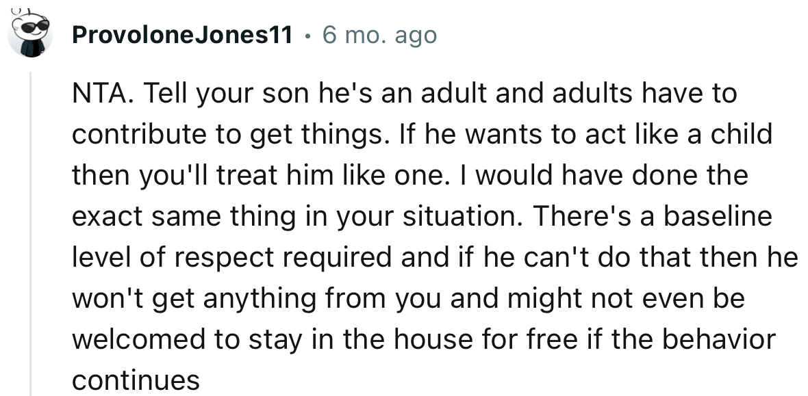 “There's a baseline level of respect required, and if he can't do that, then he won't get anything from you.”