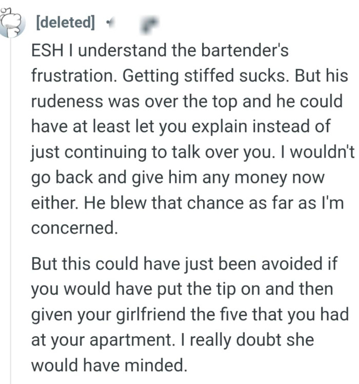 He blew the chance as far as this Redditor is concerned