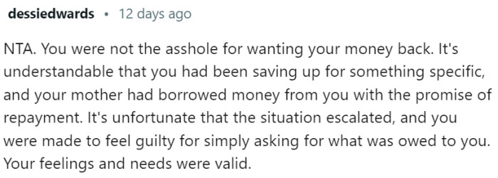 It is understandable that OP wanted his money back