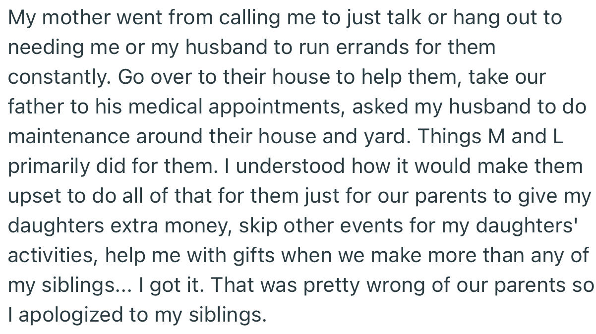 OP’s siblings took a step back