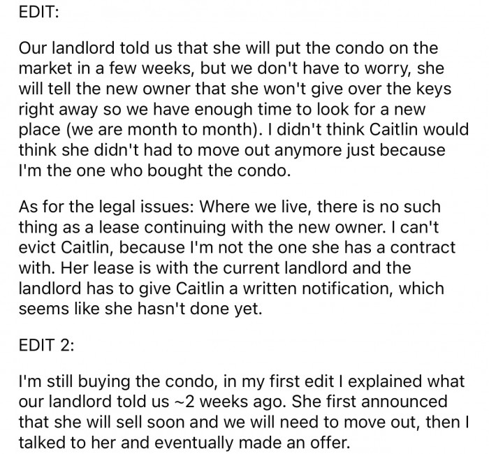 Then she came back with some edits in response to some comments.