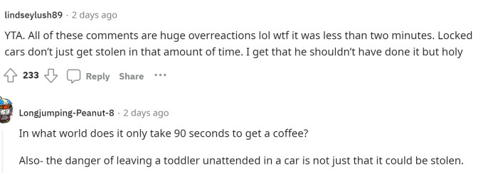 This person thinks that everyone else is overreacting about what happened, but someone commented in response and brought up more scenarios that could have happened.
