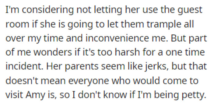 OP is now considering banning her roommate from using the guest room