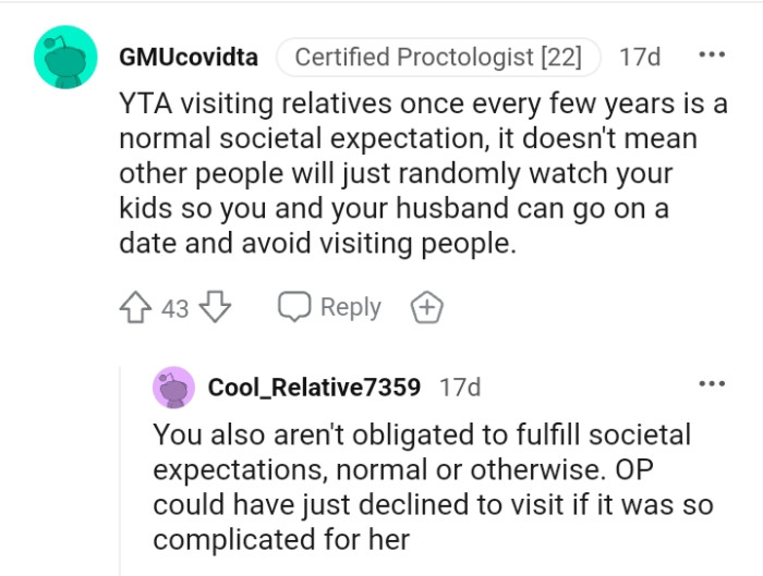 The OP could have declined the visit