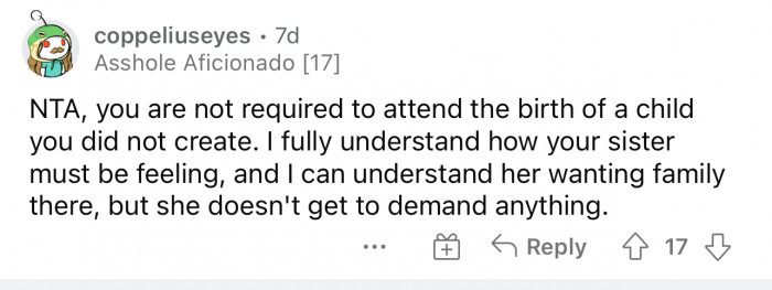 As we said before, if she doesn't want to be there, then okay.