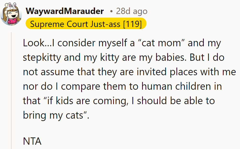 NTA. Stepkitty and kitty might be their babies, but they're not party crashers. No feline plus-ones allowed!