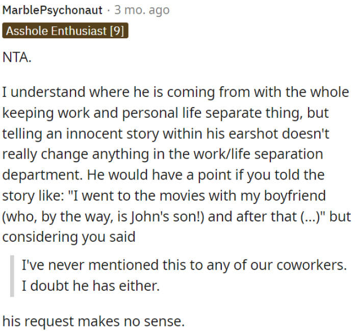 His request doesn't seem justified.