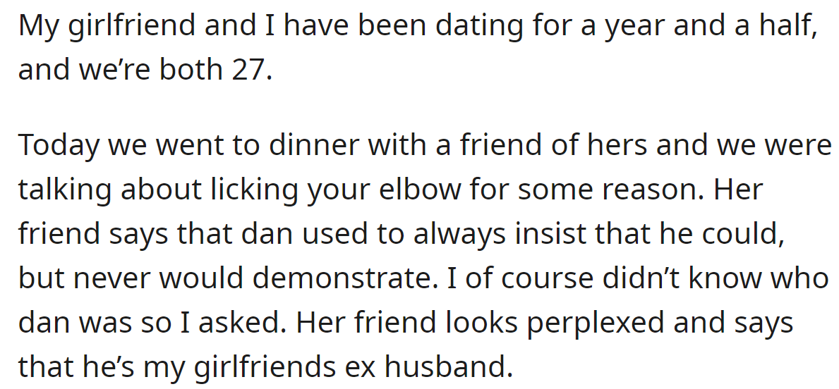 The OP said he found out his girlfriend was married in a casual conversation with her friend:
