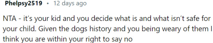 Considering the history of the dogs, OP has every right to say no