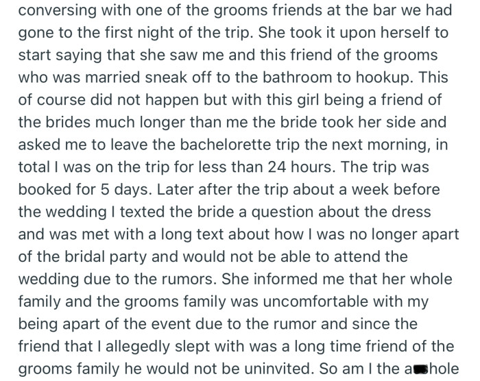 One of the Bridesmaids Started a Rumor About OP Out of Spite