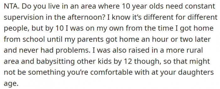 One Redditor was curious if their child can be alone at home while they are at work: