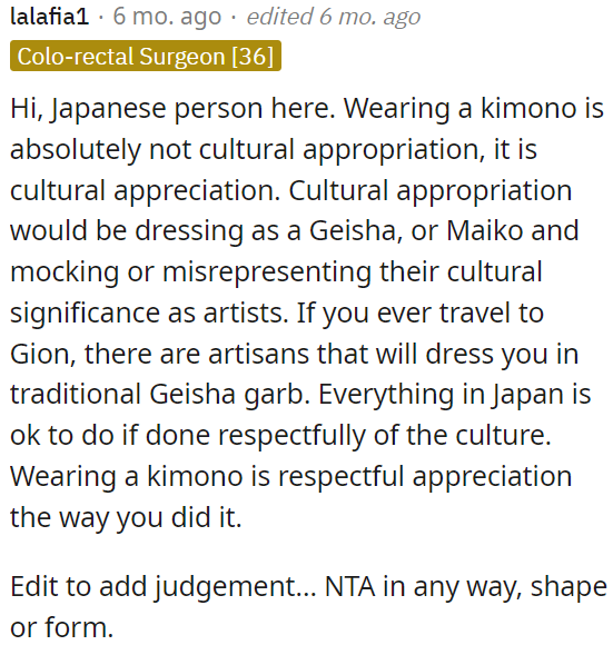 Wearing a kimono is cultural appreciation, not appropriation.