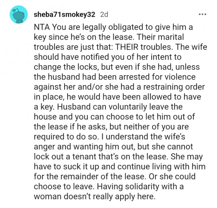 She could choose to leave