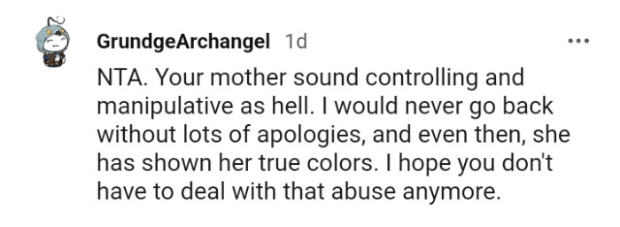 She has shown the OP her true colors