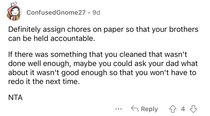 The dad needs to be more specific.