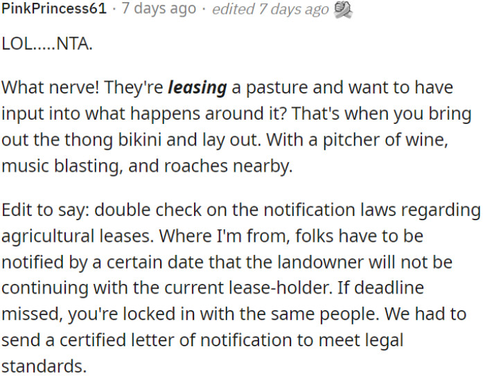 OP has to check the notification laws for agricultural leases; if she misses the deadline, she will be stuck with the same folks.