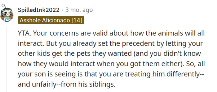 The fickle world of parental precedent, where fairness evolves into a thorny tango of pet preferences and sibling scrutiny.