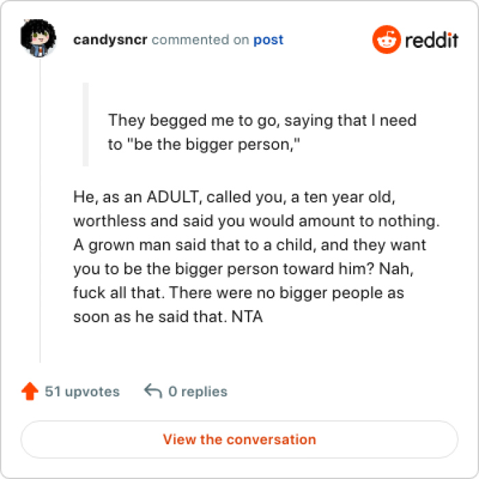 This definitely shows the brother's character.