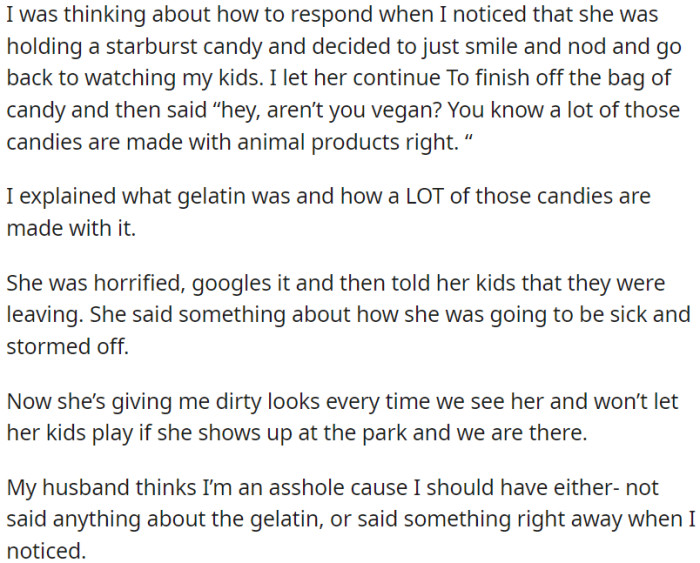 Misunderstanding over candy choice leads to conflict and strained relationships.