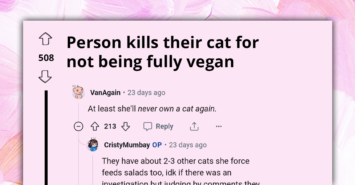 Delusional Pet Owner Gets Disappointed to Find Their "Vegan" Cat Eating Meat, Heads to the Vet to Euthanize It in Tears