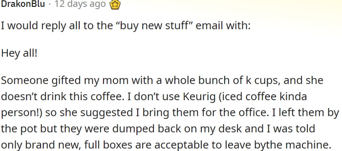 One Redditor shared a good possible reply