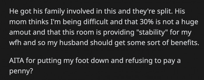 Her husband let his family know about the situation