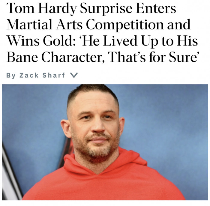 Tom Hardy Surprise Enters Martial Arts Competition and Wins Gold: ‘He Lived Up to His Bane Character, That’s for Sure’