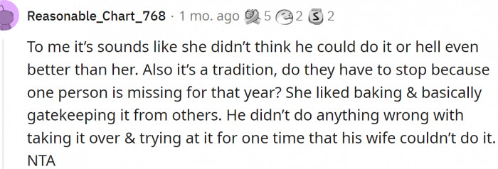 It sounds like she didn’t think OP could do it.