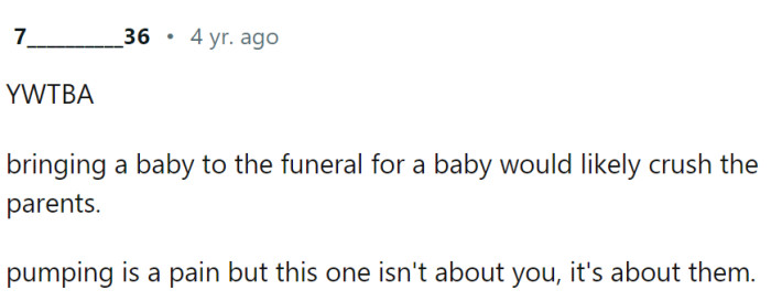 It isn't about OP, but the grieving family.