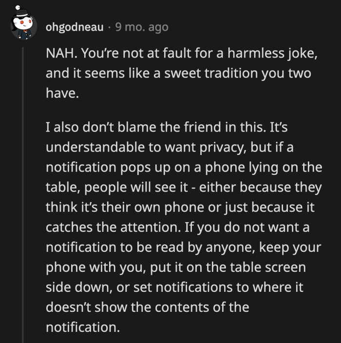 What made their actions questionable was when they gossiped about what they saw to their other friends.