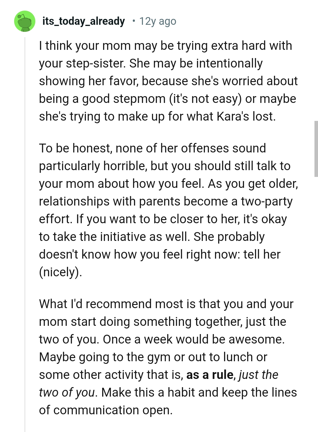 None of her offenses sound particularly horrible to this Redditor