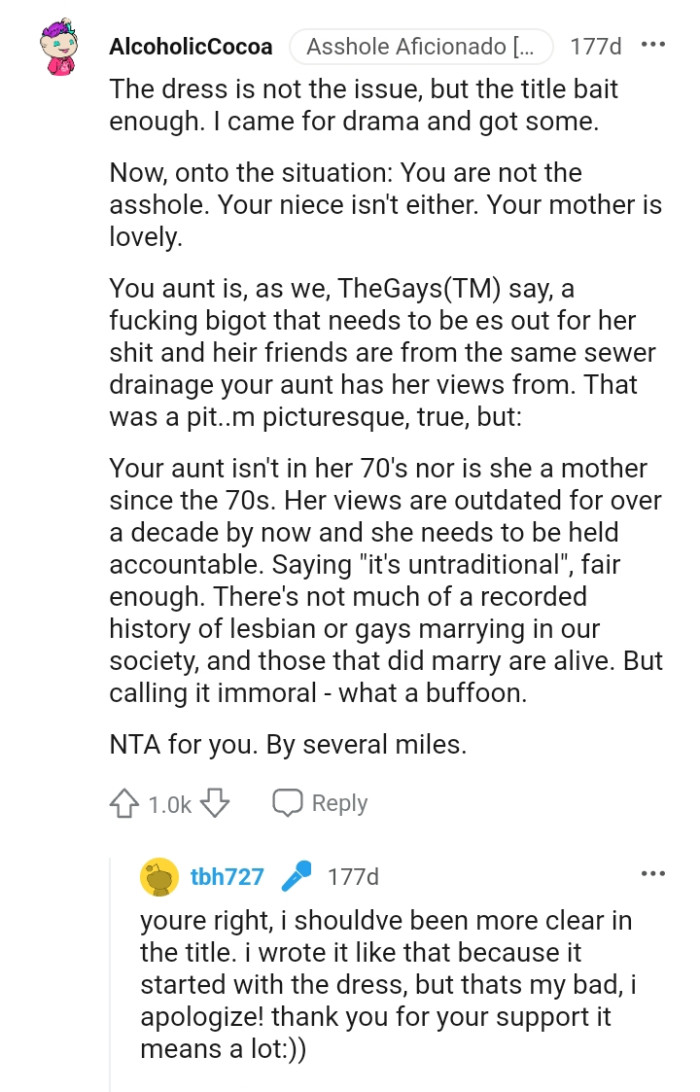 The OP is not the AH, and neither is the niece