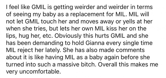 The GMIL considers OP's baby as a replacement for the MIL.