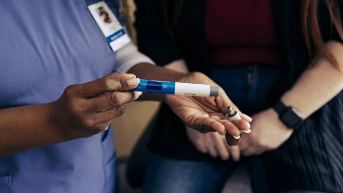 Community health equity graphic showing access challenges and solutions for GLP-1 medications