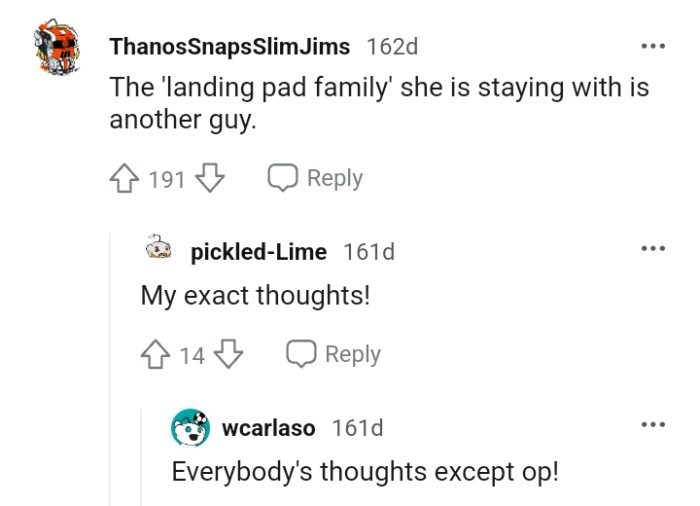 She is staying with another guy