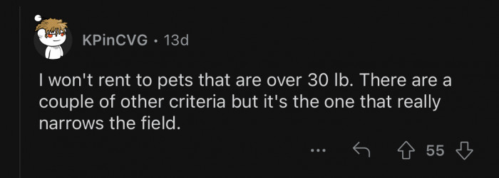 Landlords allow pets based on specific criteria.