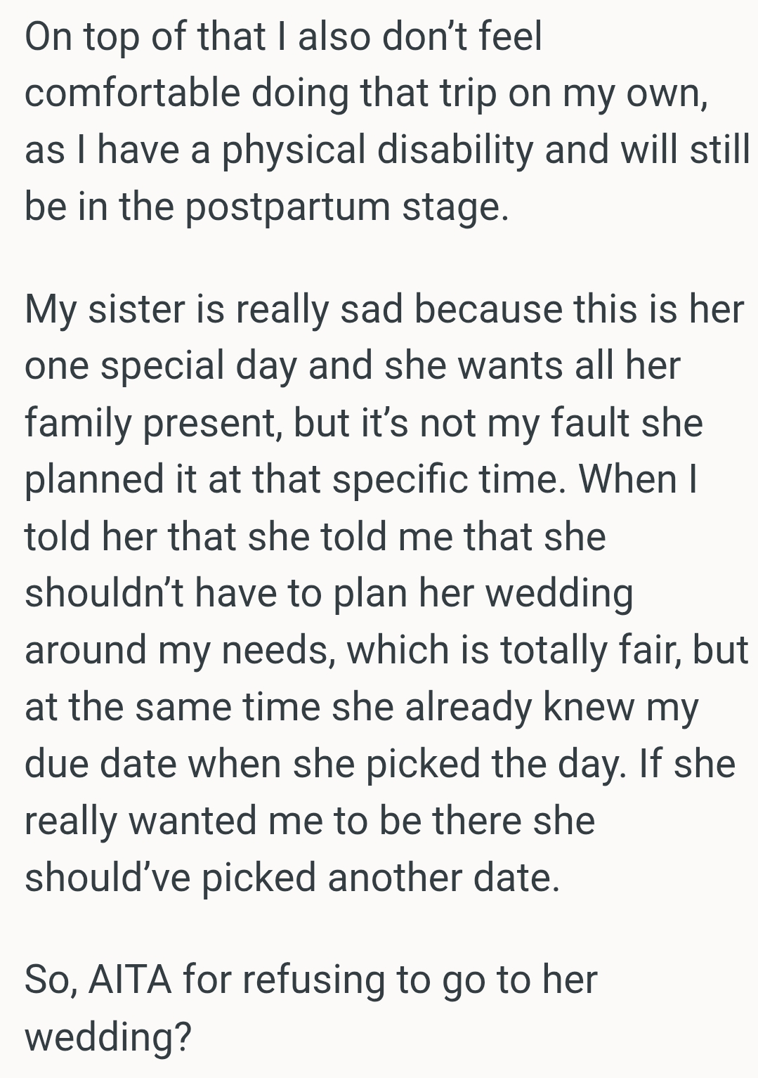 OP's sister already knew her due date when she picked the day