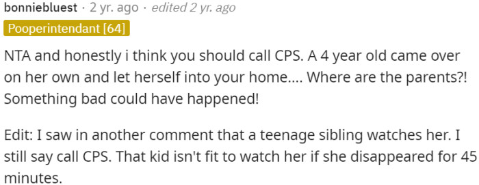 OP should contact Child Protective Services (CPS) due to potential danger and inadequate supervision