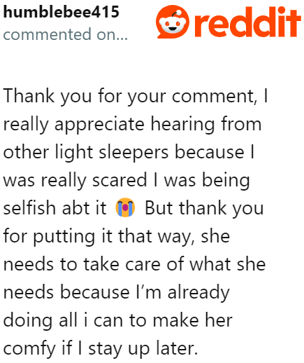 The OP is thankful for the responses from light sleepers.