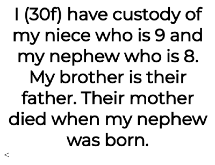 OP is caring for her niece and nephew during the Christmas holiday.